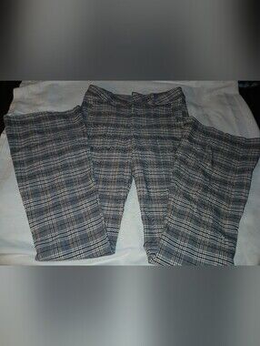 Pre-loved Girl's Plaid Dress Pants in Gray and Black with Tan Accents